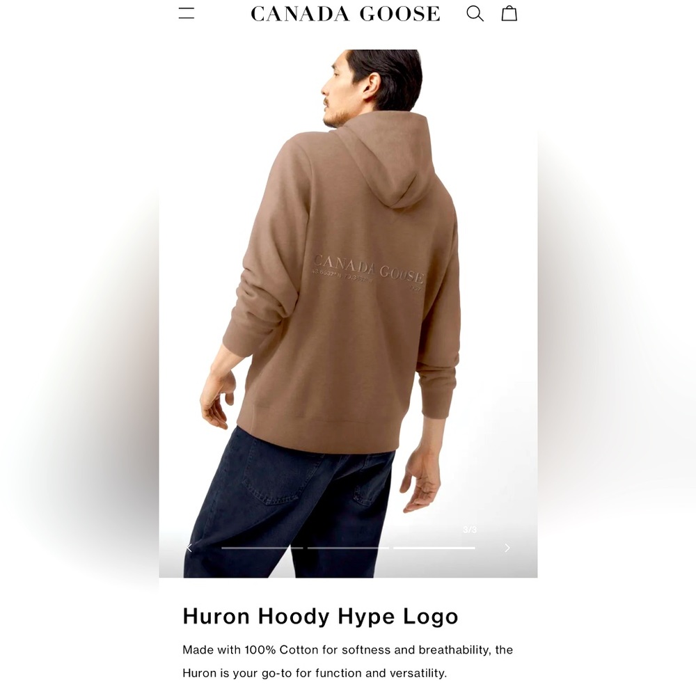 CANADA GOOSE-HURON HOODY HYPE LOGO- mens medium, worn once-PERFECT CONDITION!